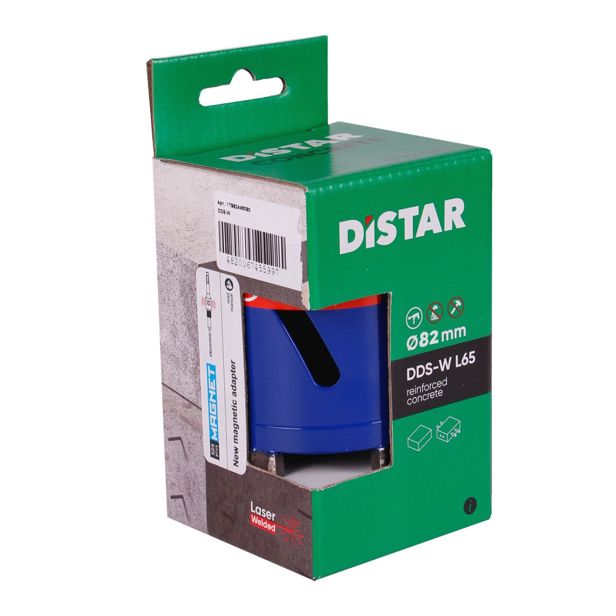 Монтажная коронка с алмазным напылением для подрозетников Distar DDS-W d82*SDS+ T-Beton
