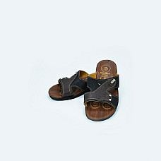 Подростковые шлепанцы 35-39, Искусственная кожа, Резиновая Подошва, Синий/Коричневый