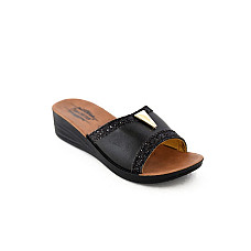 Женские тапочки, GOLD STAR, 36-40, Черный, Искусственная кожа, Резиновая Подошва