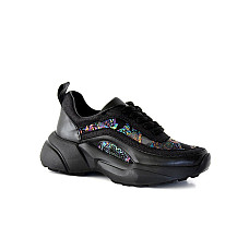 Кроссовки женские, KOSAK, 36-40, Черный, Текстиль/экокожа, Пена ЕВА, Спорт, Шнурки
