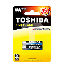 Набор 2 батареи, TOSHIBA, Щелочная, AAA, 1.5 Вт, LR03, R03, MN2400, AAA