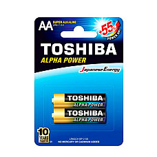 Набор 2 батареи, TOSHIBA, Щелочная, AA, 1.5 Вт, LR06, R06, AA