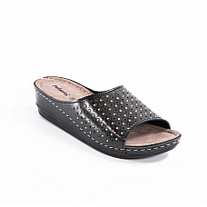 Женские тапочки, GOLD STAR, 36-40, Экокожа, Резиновая Подошва, Черный