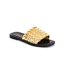 Женские тапочки, GOLD STAR, 36-40, Экокожа, Полиуретан, Золотистый