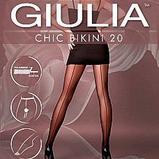 Колготки женские, GIULIA, Bikini, 20 DEN, 2-S, Черный, 91%PO/8%Эластан/1%Хлопок