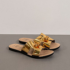 Женские тапочки, GOLD STAR, 36-40, Золотистый, Эко Кожа