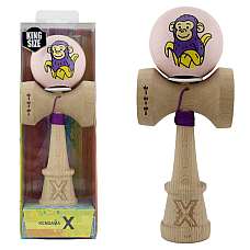"Kendama Super Sticky X Original", металлический подшипник, веревка 62/65 см, King size 7.5 x 6 x 18 см , "Обезьянка", розовая