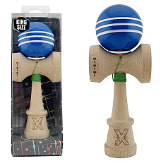 "Kendama Flippy X Original", profesională, rulment metalic, ața 62/65 cm, ultra aderent, cupe mari, King Size 7.5 х 6 х 18 cm, albastru-alb