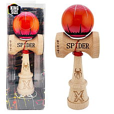 "Kendama Super Sticky X Original", металлический подшипник, веревка 62/65 см, King size 7.5 x 6 x 18 см , «Паук» красная