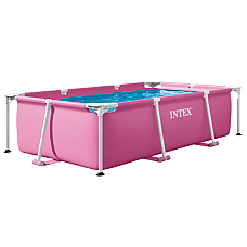 INTEX Бассейн RECTANGULAR FRAME 220х150х60см, 1622л, металлический каркас, розовый