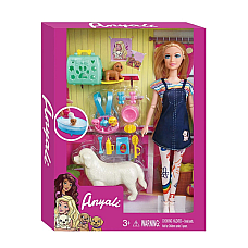 Игровой набор "Кукла с набором для домашних животных", в сарафане
