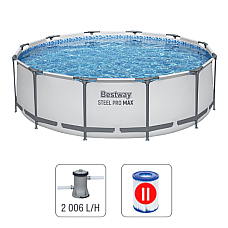 Bestway Piscina STEEL PRO MAX Round 366x100 cm, 9150L, cadru metalic
