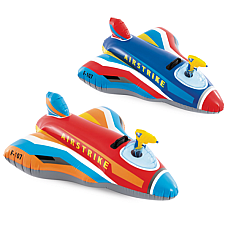 INTEX Plută-saltea gonflabilă “Avion de vânătoare cu pistol de apă” cu mâner, 112х91 cm, până la 40 kg, 3+, 2 culori