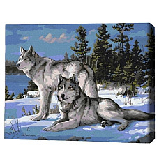 Pictură pe numere 40*50 cm (în cutie) – Lupii apărători