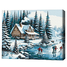 Pictură pe numere 40*50 cm (în cutie) – Vacanță de iarnă.