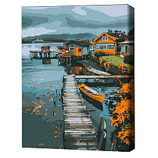 Pictură pe numere 40*50 cm (în cutie) – Orășel pescăresc.