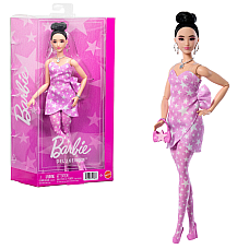 Кукла Barbie "Модница в розовом джинсовом платье с принтом звезд"
