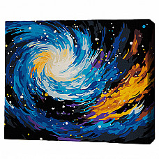 Pictură pe numere 30*40 сm (pânză neagră/fără cutie) – Dansul galaxiilor