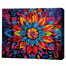 Pictură pe numere 30*40 сm (pânză neagră/fără cutie) – Mandala florală