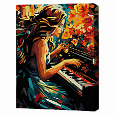 Pictură pe numere 30*40 сm (pânză neagră/fără cutie) – Muzica sufletului