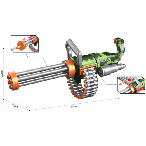 Mitralieră automată cu 30 gloanțe fine (acumulator 7,4V, 24 cartușe, ochelari de protecție)