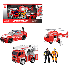 1:20 Set mașini de pompieri cu fricțiune (lumini /sunete)