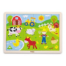 Puzzle din lemn “Ferma” 24 elem...