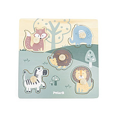 Puzzle din lemn cu buton „Animale s..