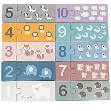 Puzzle din lemn „Numere și animale”..