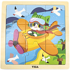 Puzzle din lemn “Avion” 9 elem...
