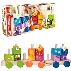 Set din lemn cu cuburi „Locomotiva ..