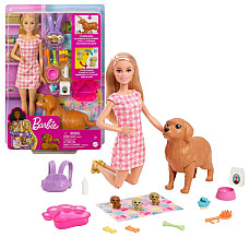 Set de joc Barbie „Cățeluși nou-năs..