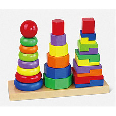 Set piramide din lemn “Forme geomet..