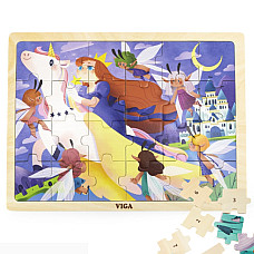 Puzzle din lemn „Zburând pe unicorn..
