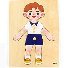Puzzle din lemn cu buton „Băiat – D..