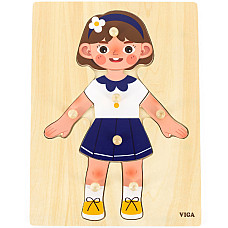 Puzzle din lemn cu buton „Fetiță – ..