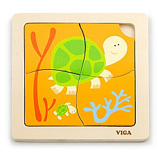 Mini-puzzle din lemn „Broasca Țesto..