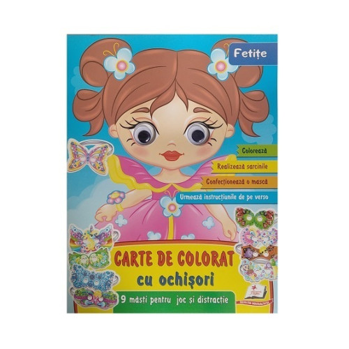 Carte de colorat cu ochisori - Fetițe