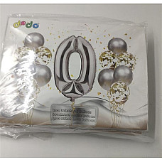 Набор воздушных шаров с цифрой 0 (1..