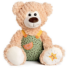 Jucarie moale urs cu salopeta 42 cm..