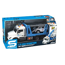 Camion evacuator albastru cu fricti..