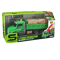 Camion verde cu remorca si containe..