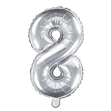 Balon cu heliu argintiu cifra 8