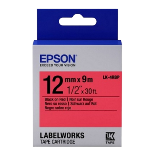 Tape Cartridge EPSON LK4RBP; 12mm/9m Pastel, Black/Red, C53S654007