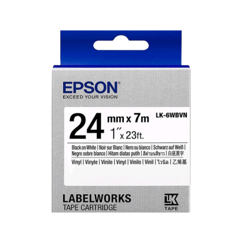 Cartuș bandă adezivă EPSON LK-6WBVN; 24 mm/7 m vinil, negru/alb, C53S656020