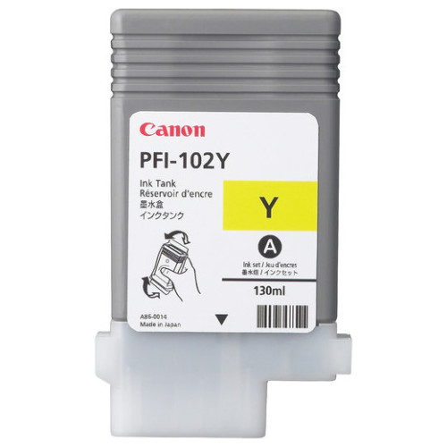Cartuș de cerneală Canon PFI-102Y galben, 130 ml pentru iPF765,760,755,750,720,710,700,655,650,610,605