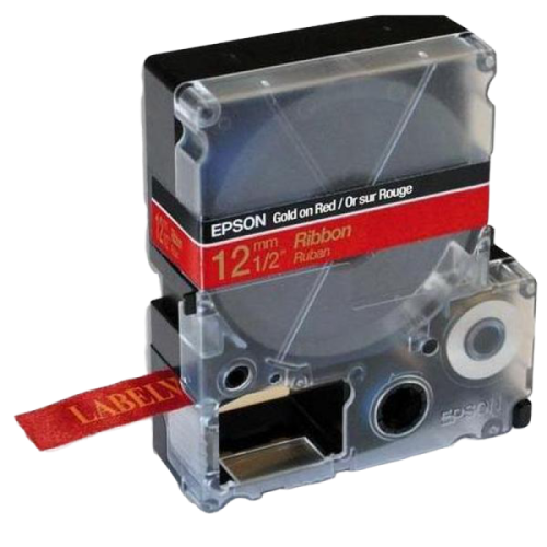 Tape Cartridge EPSON LK4RKK; 12mm/5m Satin Ribbon, Gold/Red, C53S654033