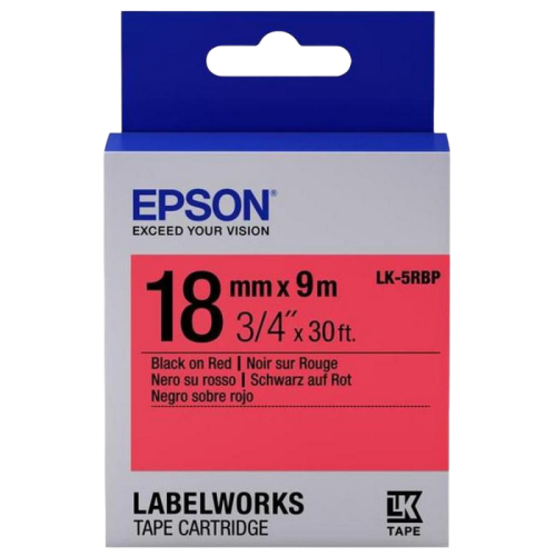 Tape Cartridge EPSON LK5RBP; 18mm/9m Pastel, Black/Red, C53S655002