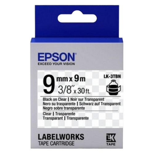 Tape Cartridge EPSON LK3TBN; 9mm/9m Transparent, Black/Clear, C53S653004