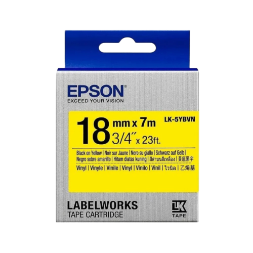 Tape Cartridge EPSON LK-5YBVN; 18mm/7m Vinyl, Black/Yellow, C53S655028